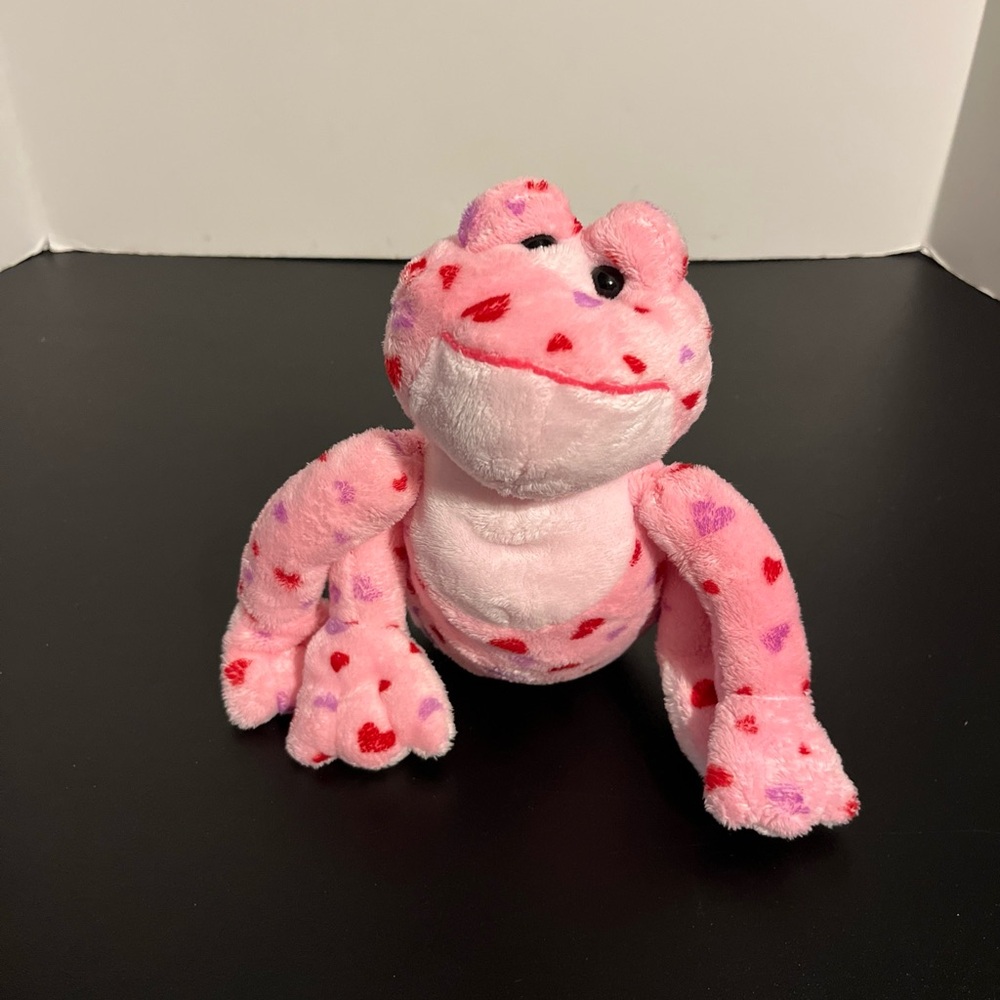 Ganz  Love Frog Plush 7" Pink Purple Red Hearts Stuffed Toy webkinz